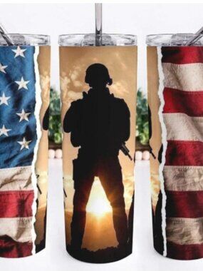 Military 20oz Stainless Steel Skinny Tumbler